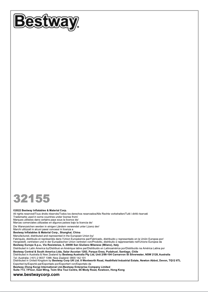 Page 1 de la notice Manuel utilisateur Bestway 32155