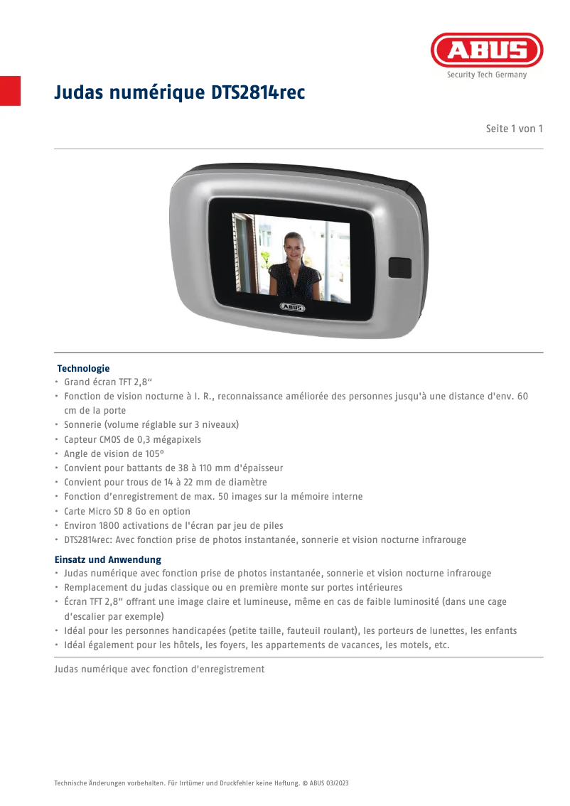 Image de la première page du manuel de l'appareil DTS2814