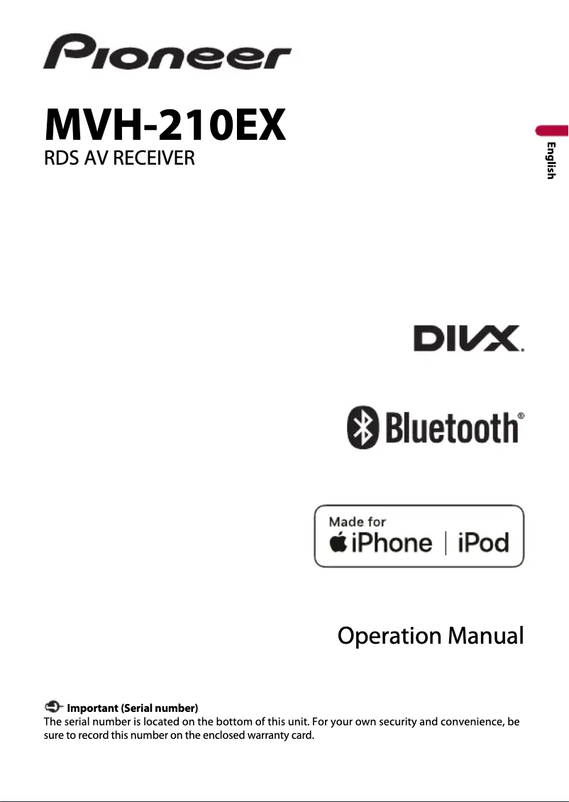Page n°1 - Manuel utilisateur Pioneer MVH-210EX