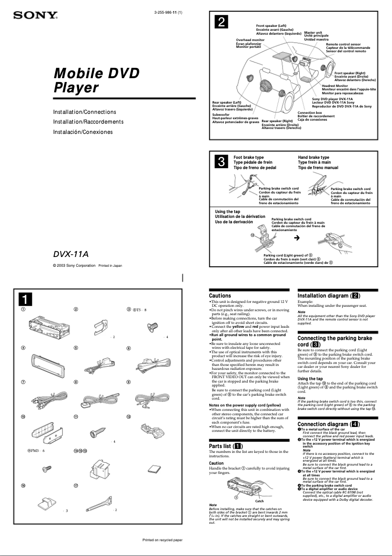Imagen de la primera página del manual del dispositivo DVX-11A