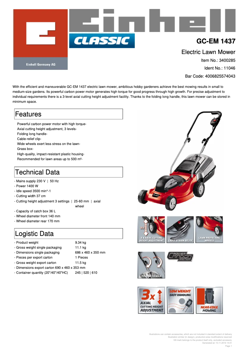 Image de la première page du manuel de l'appareil GC-EM 1437