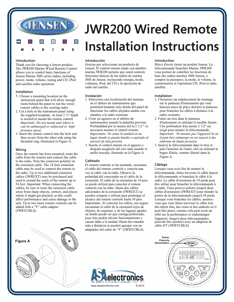 Page n°1 - Manuel utilisateur Jensen JWR200