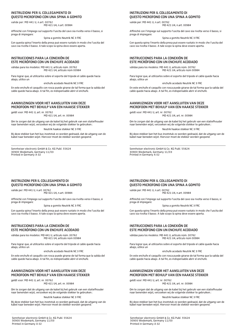 Page n°1 - Manuel utilisateur Sennheiser MD 441-U