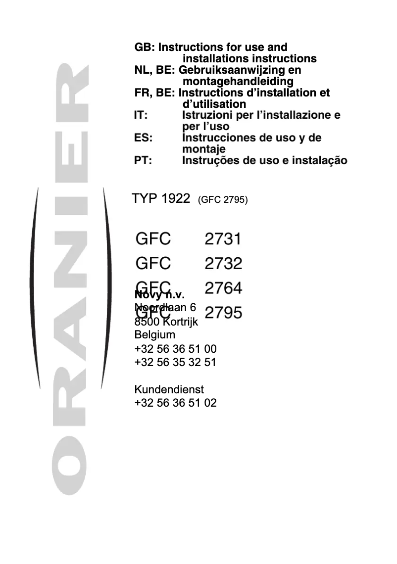 Page 1 de la notice Manuel utilisateur Novy 1922