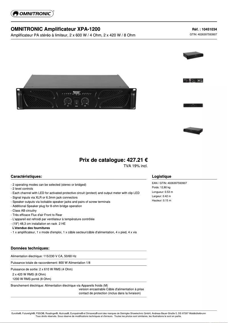 Image de la première page du manuel de l'appareil XPA-1200