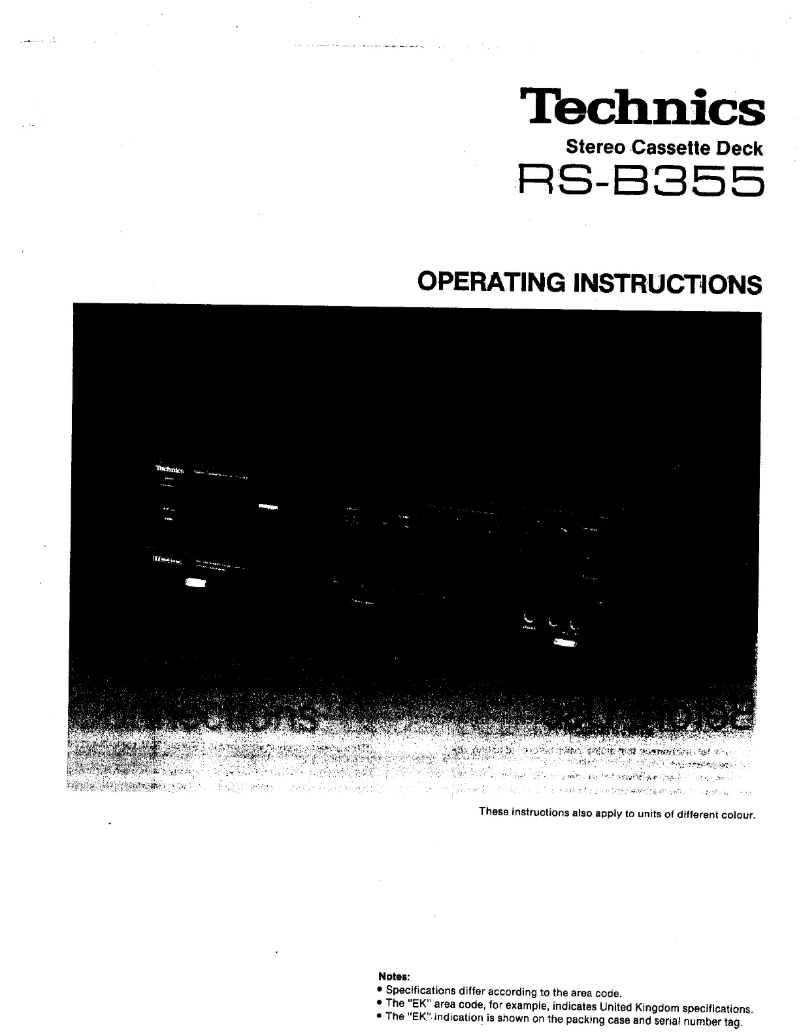Page 1 de la notice Manuel utilisateur Technics RS-B355