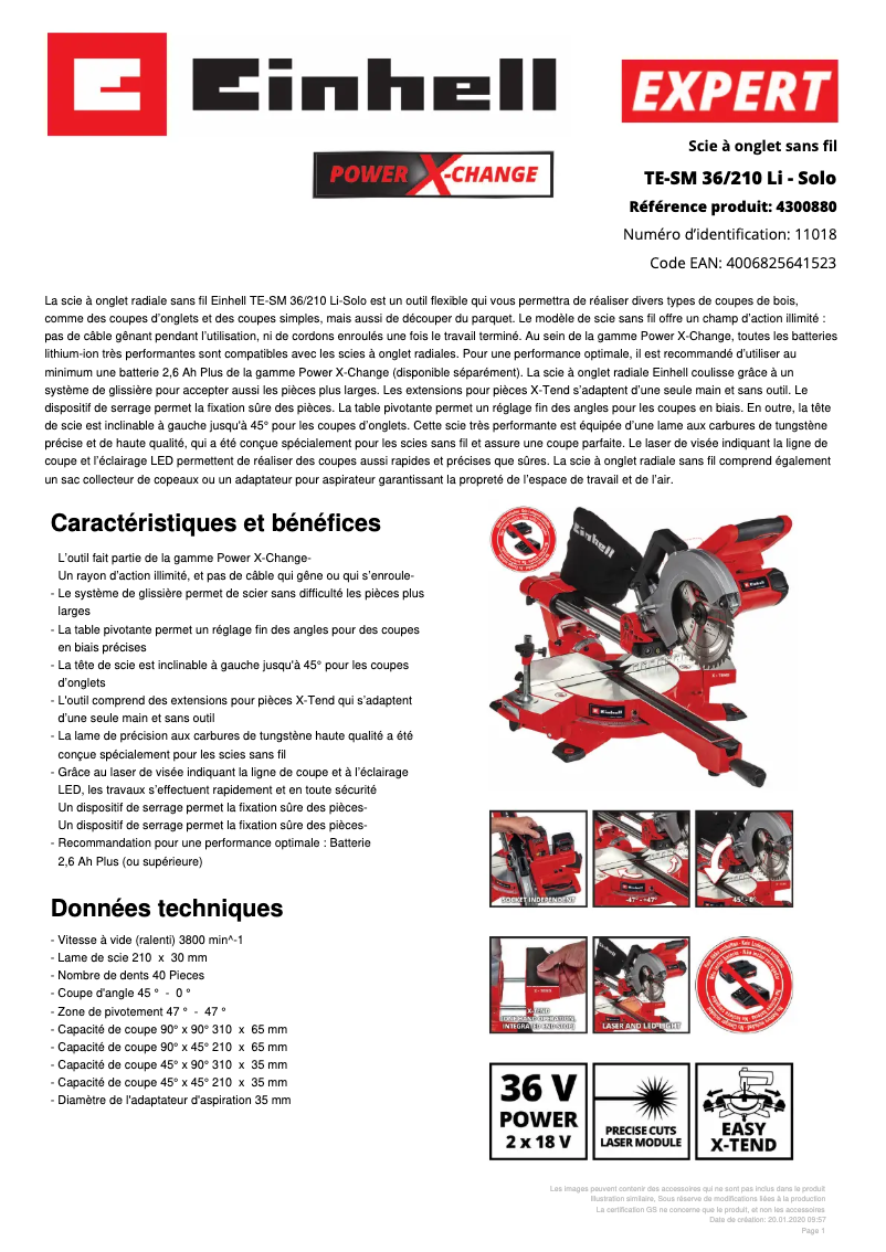 Image de la première page du manuel de l'appareil TE-SM 36/210 Li