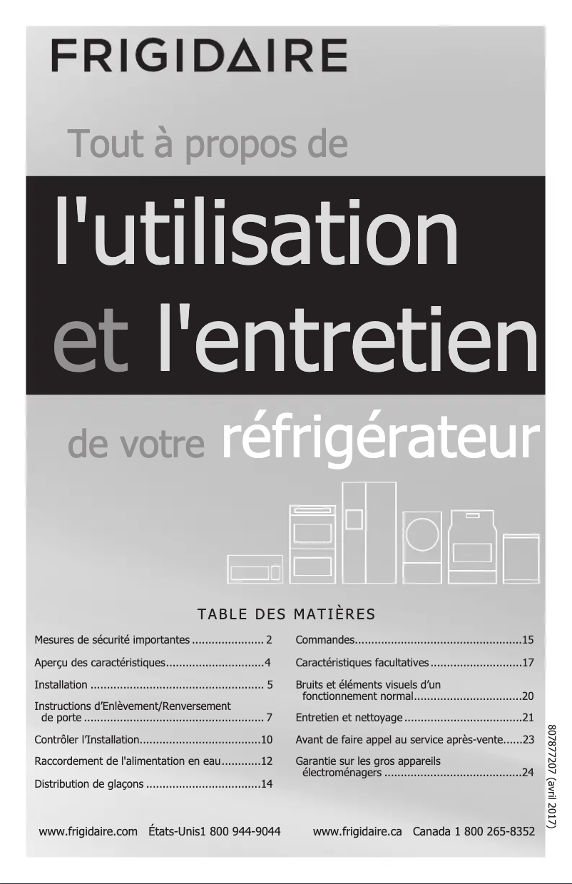 Page n°1 - Manuel utilisateur Frigidaire FFHT1831QM