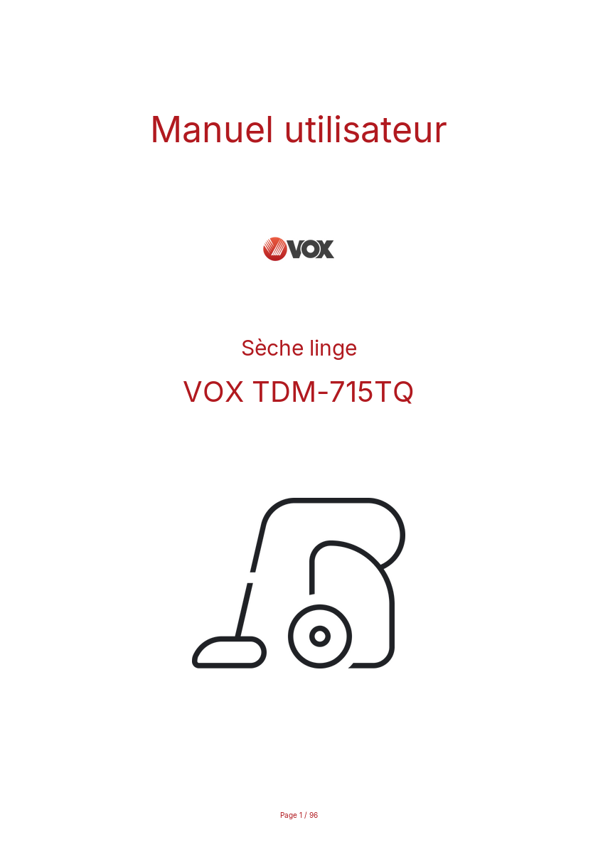 Page n°1 - Manuel utilisateur VOX TDM-715TQ
