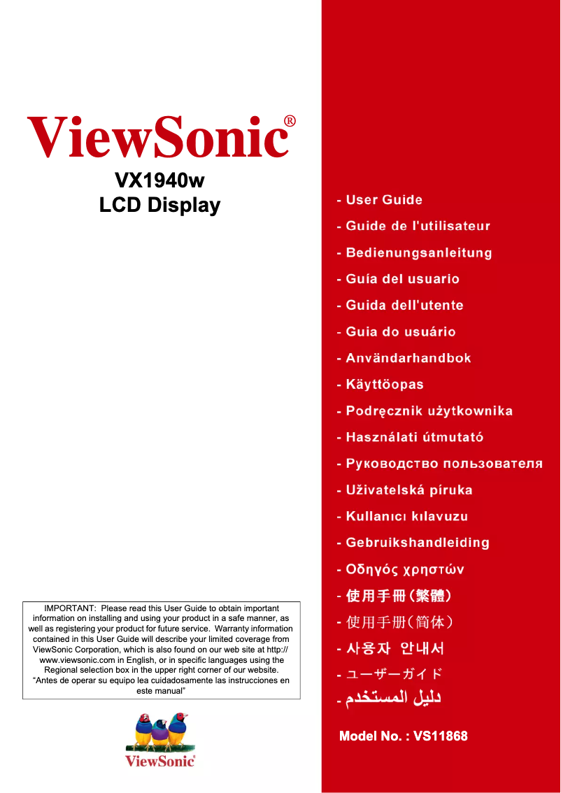 Page n°1 - Manuel utilisateur Viewsonic VX1940W