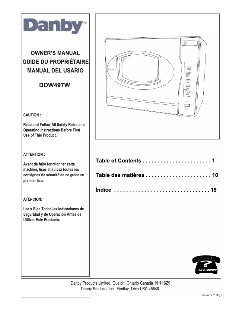 Page n°1 - Manuel utilisateur Danby DDW497W