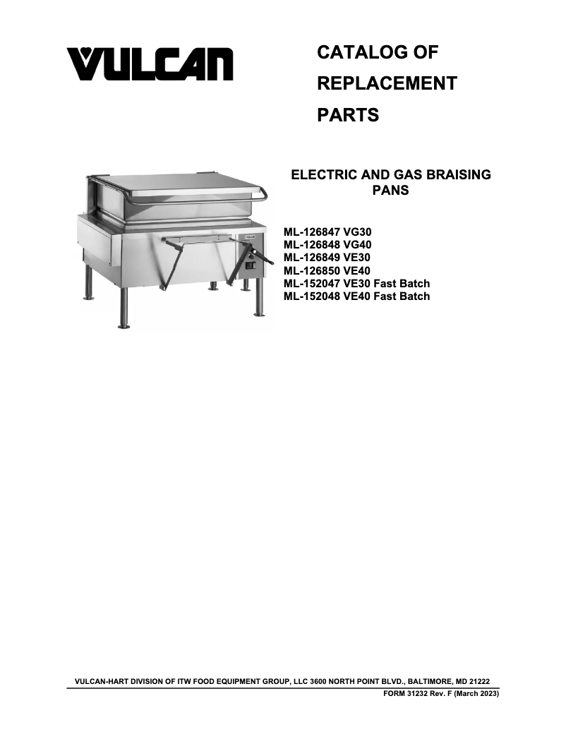Page 1 de la notice Catalogue Vulcan VE30