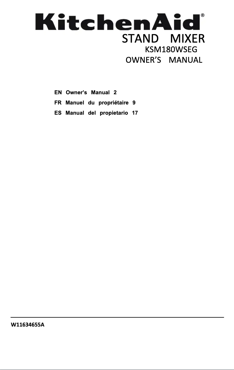 Image de la première page du manuel de l'appareil KSM180WSEG