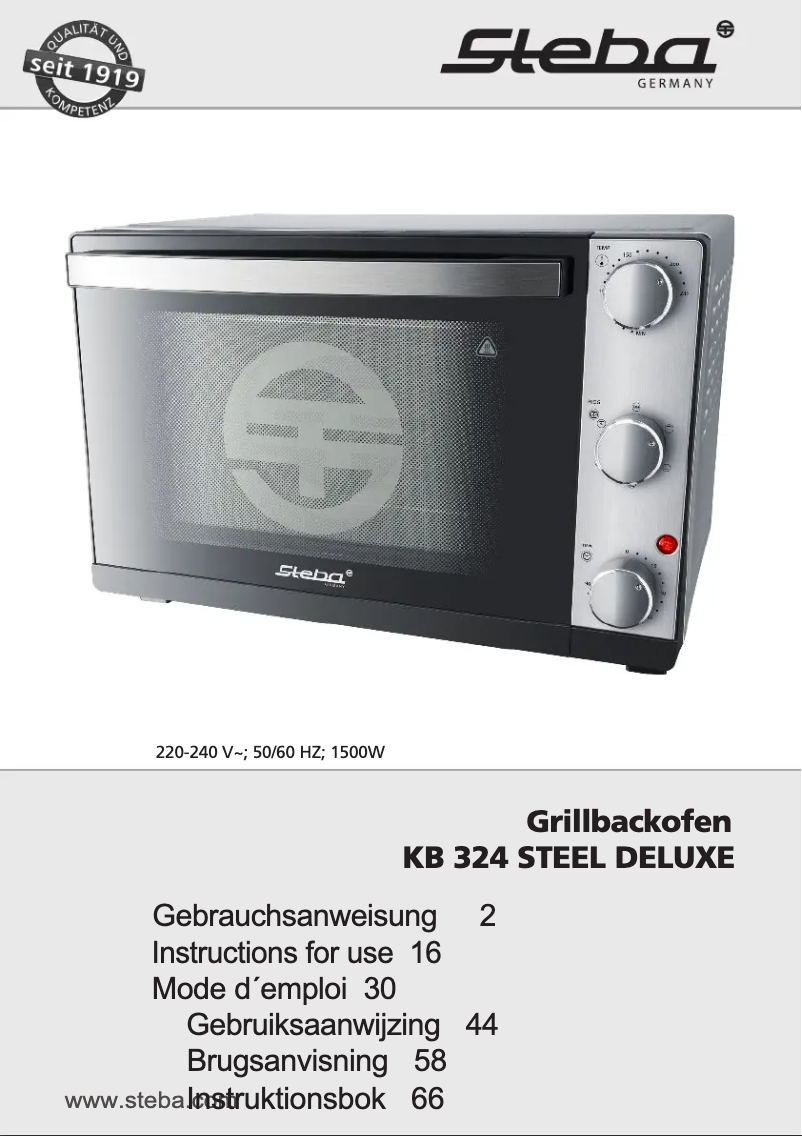 Image de la première page du manuel de l'appareil KB 324 STEEL DELUXE