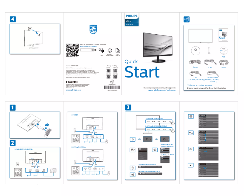 Page 1 de la notice Guide de démarrage rapide Philips V Line 241V8L