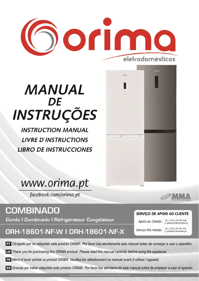 Page 1 de la notice Manuel utilisateur Orima ORH-18601-NF-X