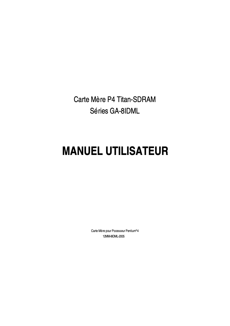 Image de la première page du manuel de l'appareil GA-8IDML-C