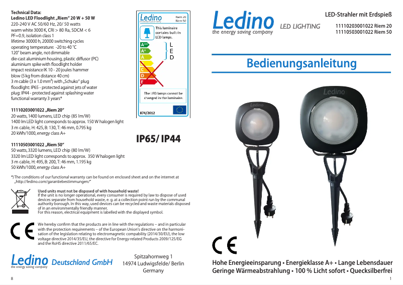 Image de la première page du manuel de l'appareil Riem 20