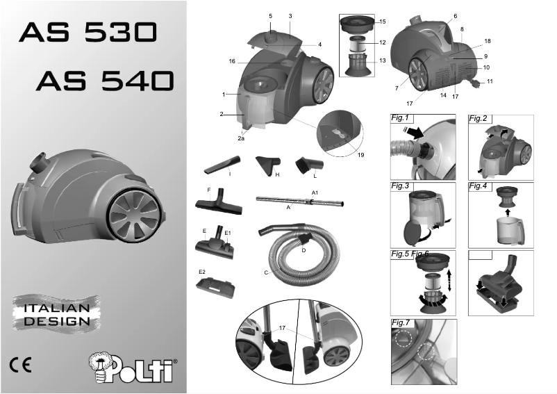 Page 1 de la notice Manuel utilisateur Polti AS 530