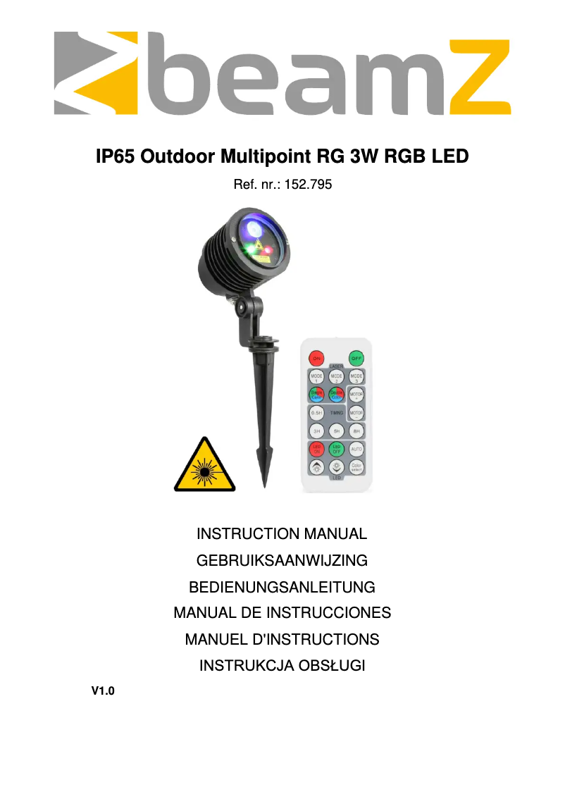 Page n°1 - Manuel utilisateur BeamZ Multipoint