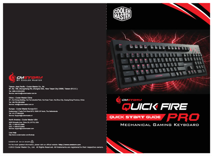 Page 1 de la notice Manuel utilisateur Cooler Master CM Storm QuickFire Pro