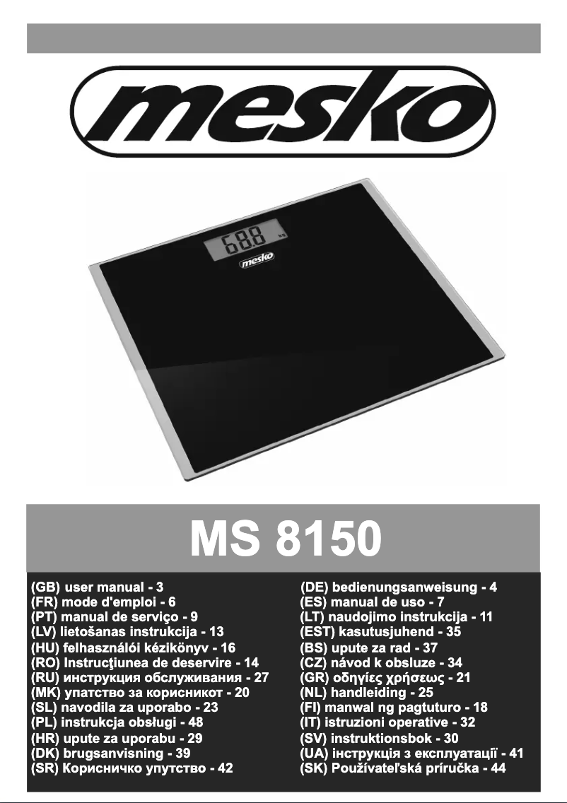 Página 1 del manual Manual de usuario Mesko MS 8150