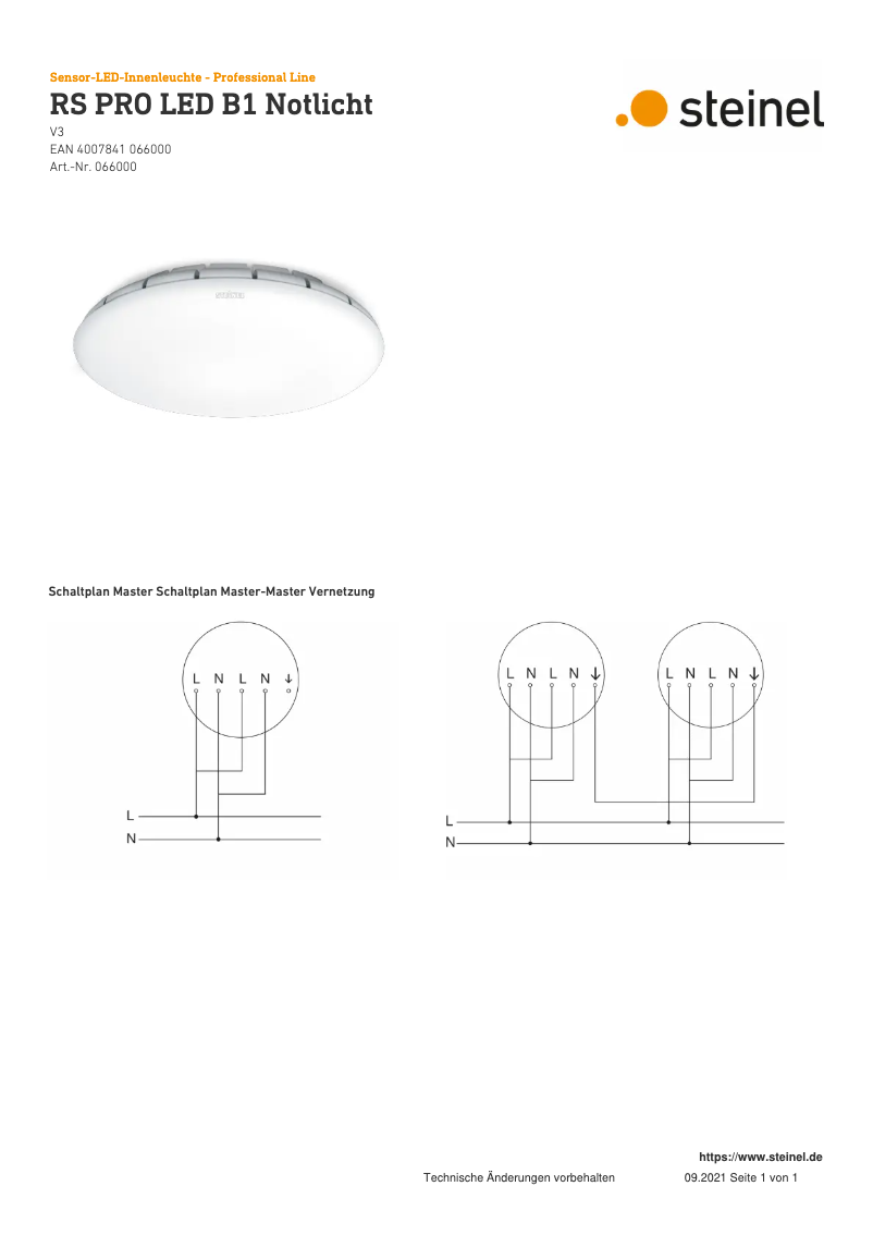 Page n°1 - Schéma de câblage Steinel RS PRO B1 Notlicht S