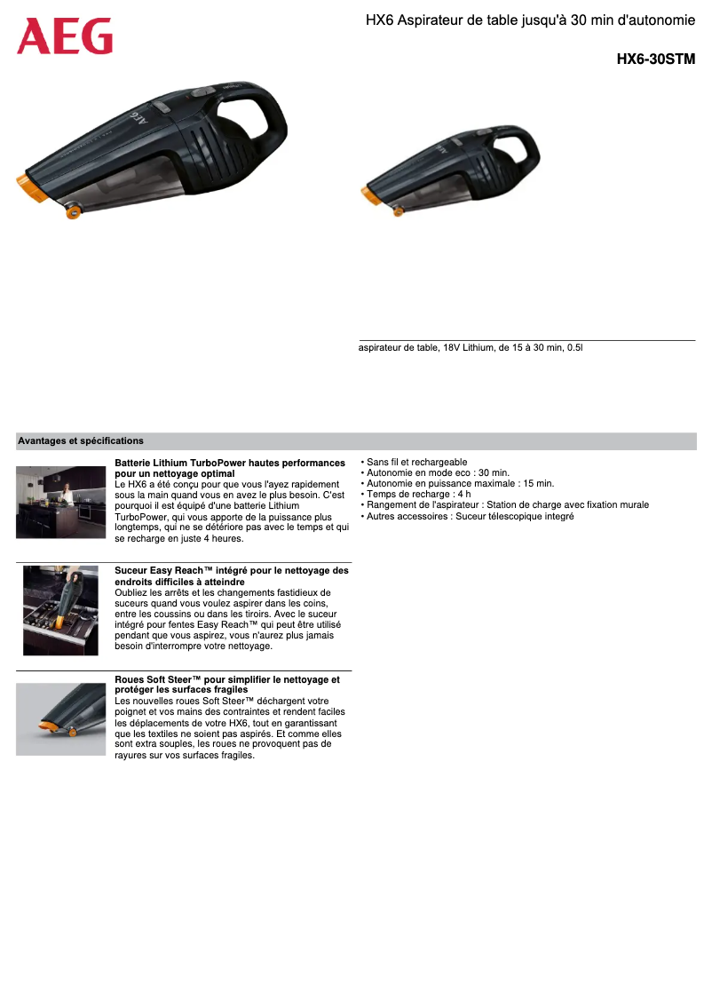 Page n°1 - Fiche technique AEG HX6-30STM