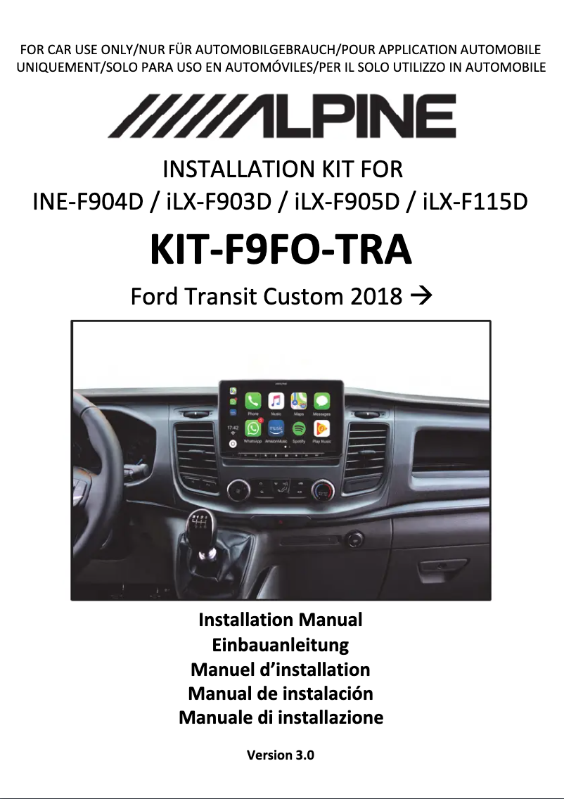 Page 1 de la notice Manuel utilisateur Alpine KIT-F9