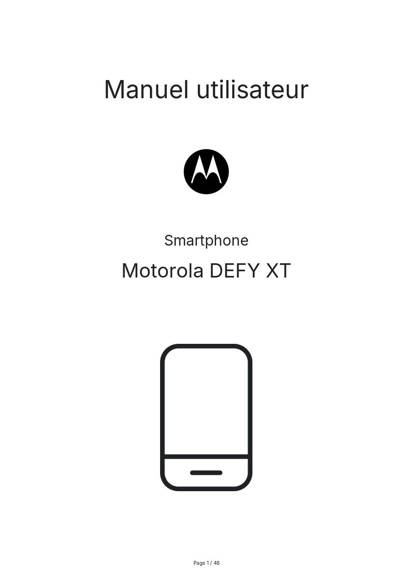 Page n°1 - Manuel utilisateur Motorola DEFY XT