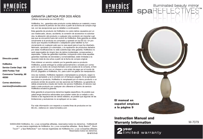 Página 1 del manual Manual de usuario Homedics M-7079