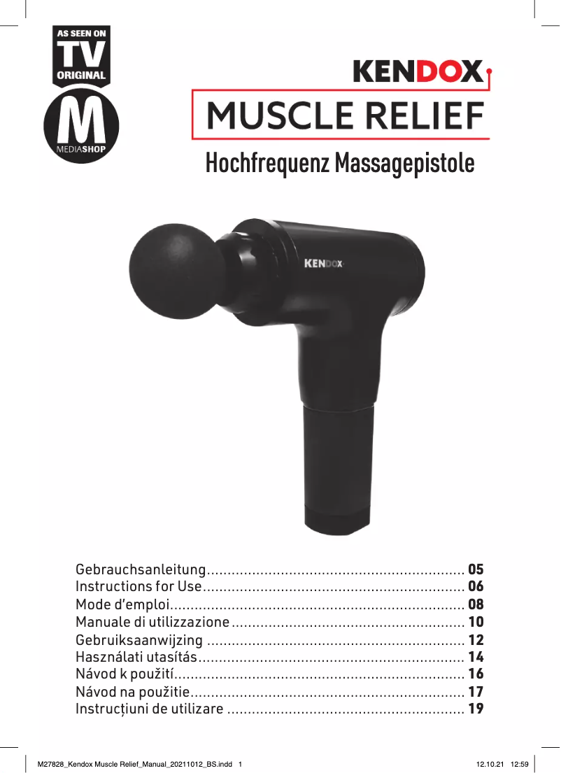 Image de la première page du manuel de l'appareil Muscle Relief