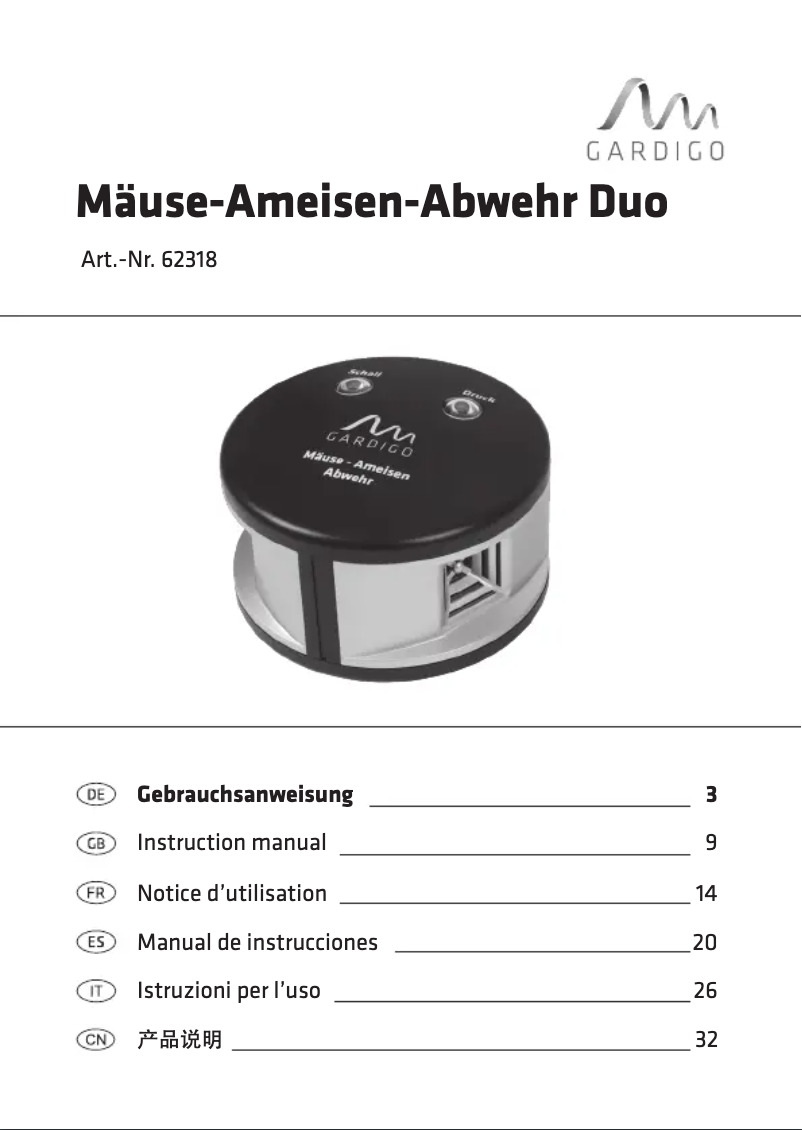 Page n°1 - Manuel utilisateur Gardigo 62318