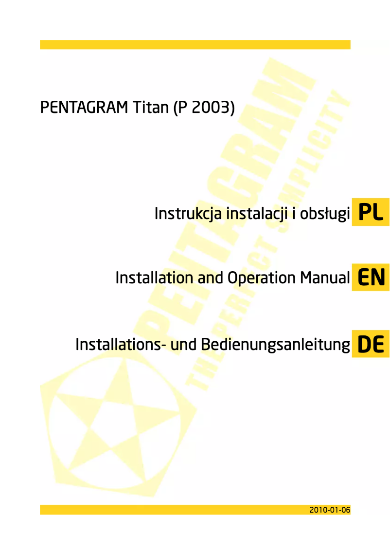 First page image of the manual for Titan P 2003