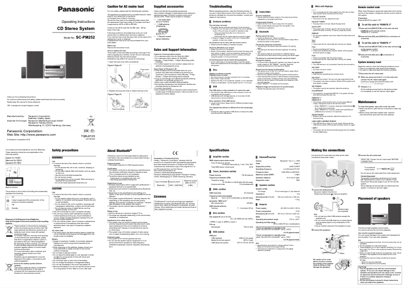 Page 1 de la notice Manuel utilisateur Panasonic SC-PM252