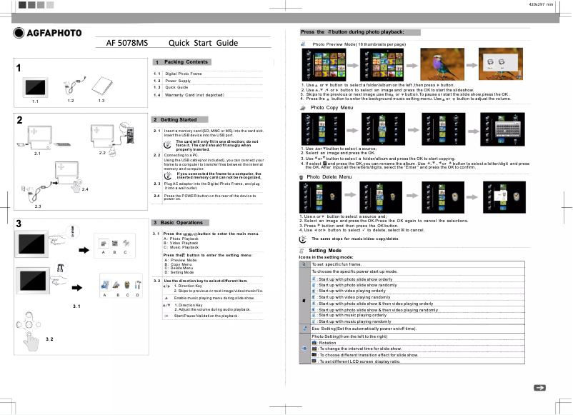Page n°1 - Manuel utilisateur AgfaPhoto AF 5078MS