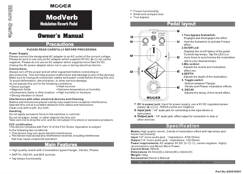 Page n°1 - Manuel utilisateur Mooer Modverb