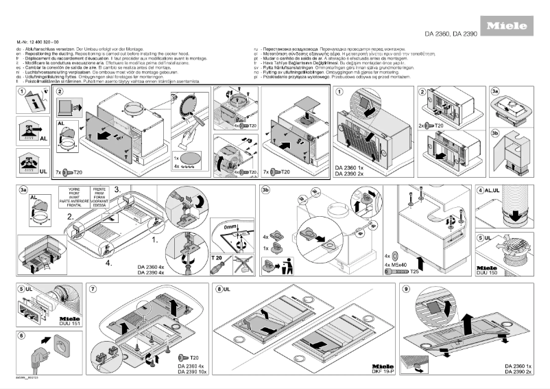 Page 1 de la notice Instructions / montage Miele DA 2360