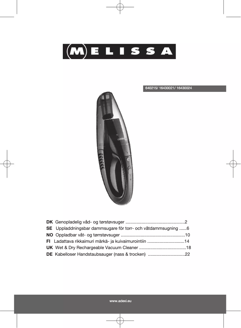 Image de la première page du manuel de l'appareil 16430024