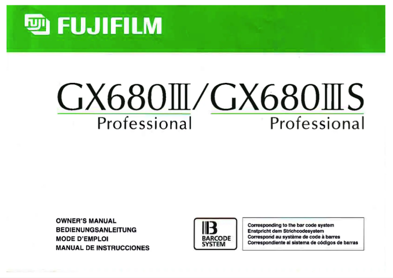 Page n°1 - Manuel utilisateur Fuji Professional GX680IIIS