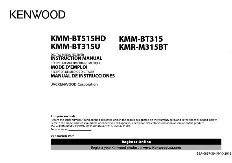 Página 1 del manual Manual de usuario Kenwood KMM-BT515HD