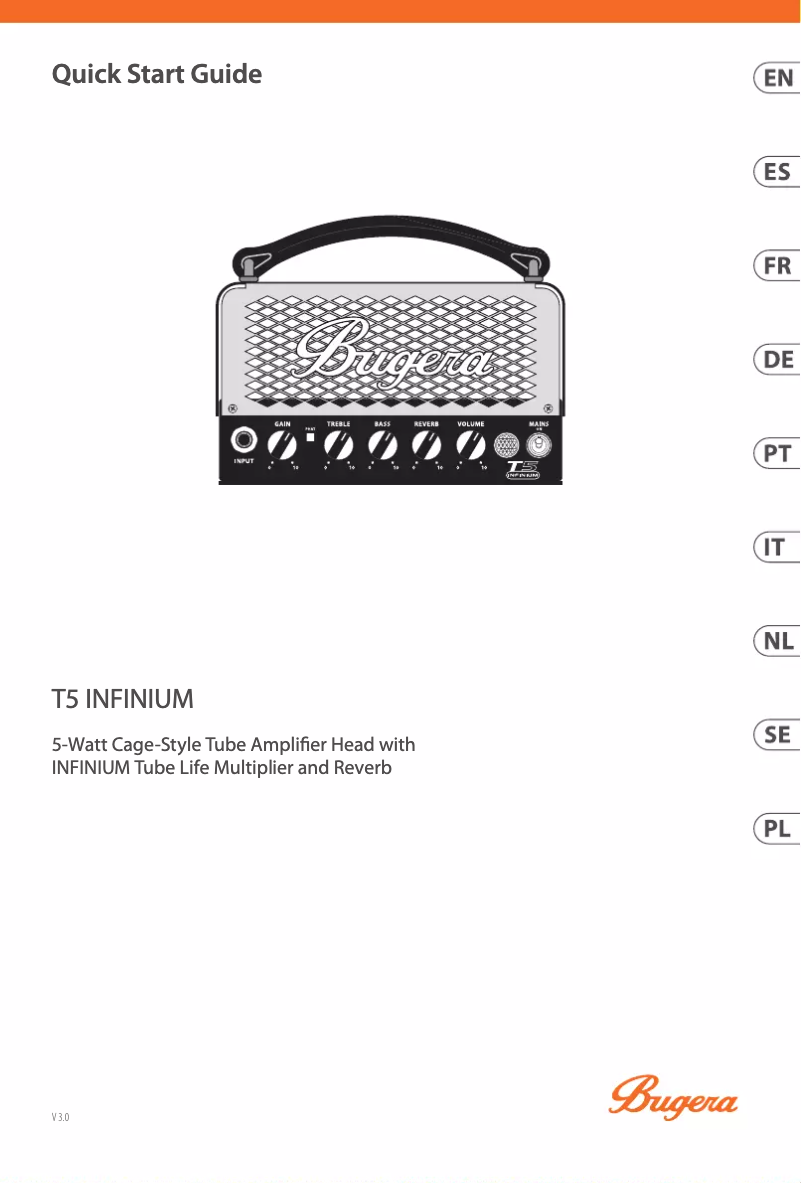 Page 1 de la notice Guide de démarrage rapide Bugera T5 Infinium