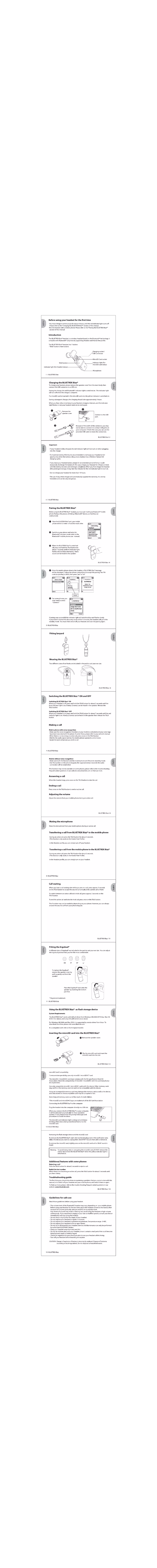 Page 1 de la notice Manuel utilisateur Bluetrek Bizz