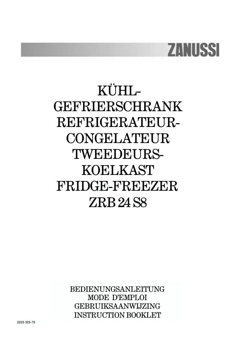 Page n°1 - Manuel utilisateur Zanussi ZRB 24 S8