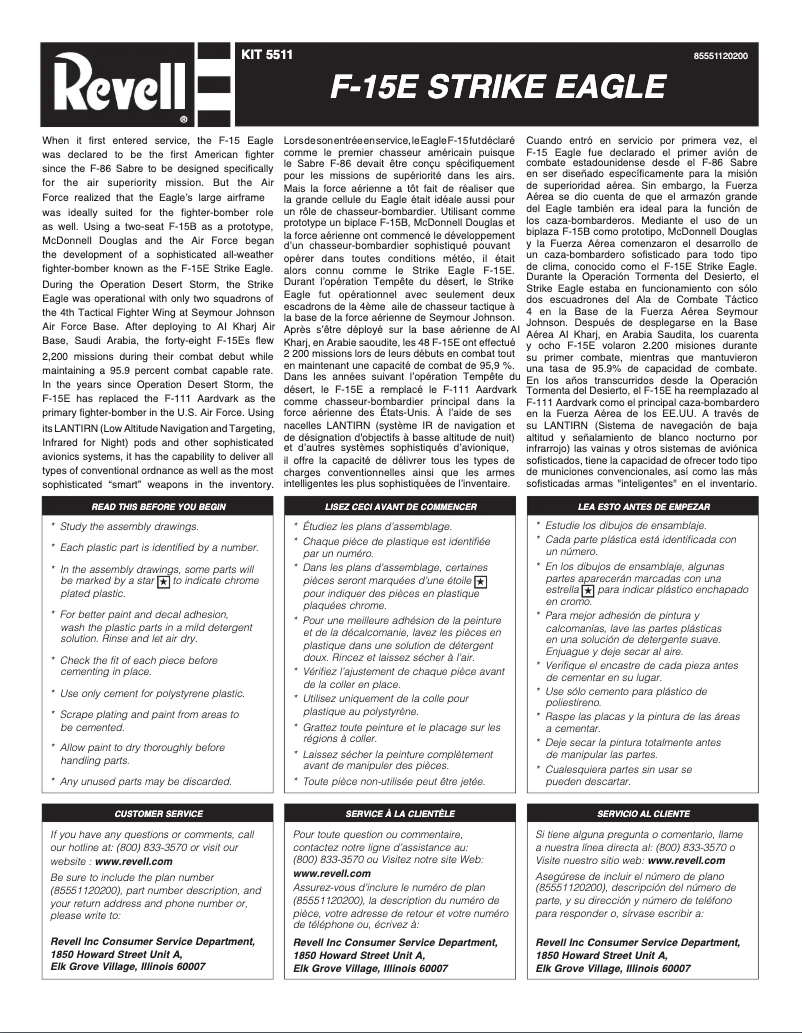Page 1 de la notice Manuel utilisateur Revell F-15E Strike Eagle