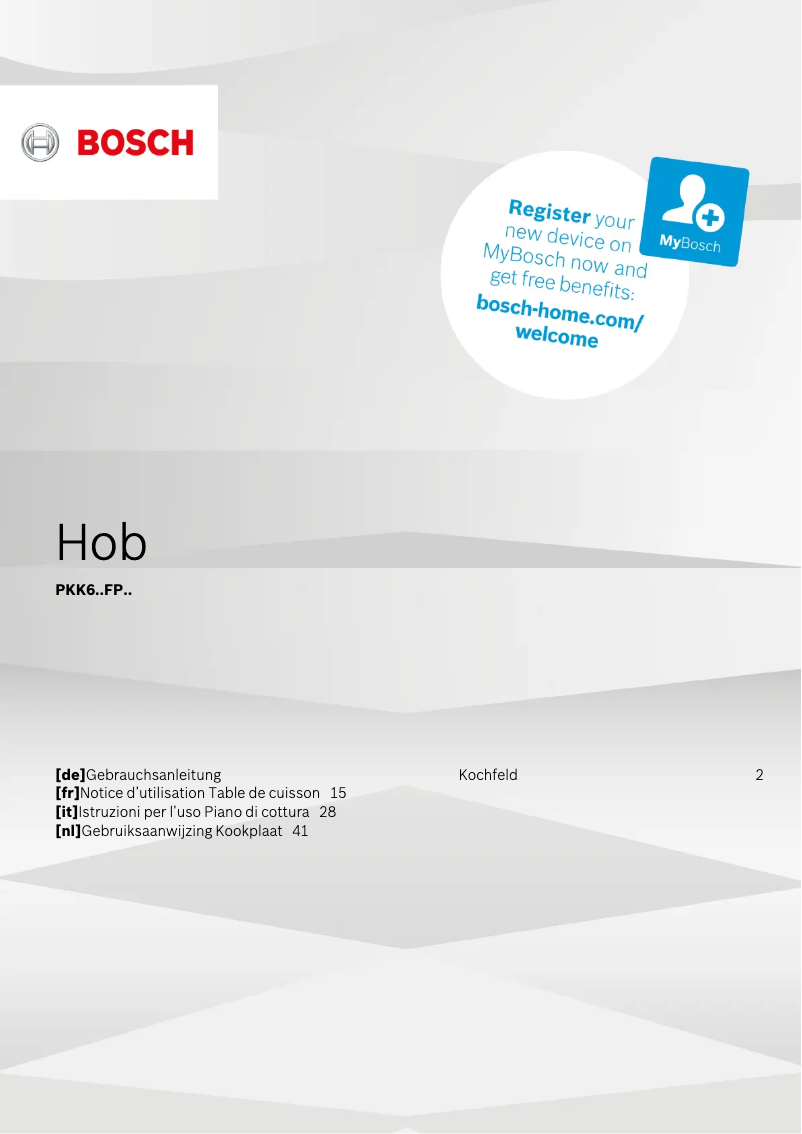 First page image of the manual for PKK651FP1E