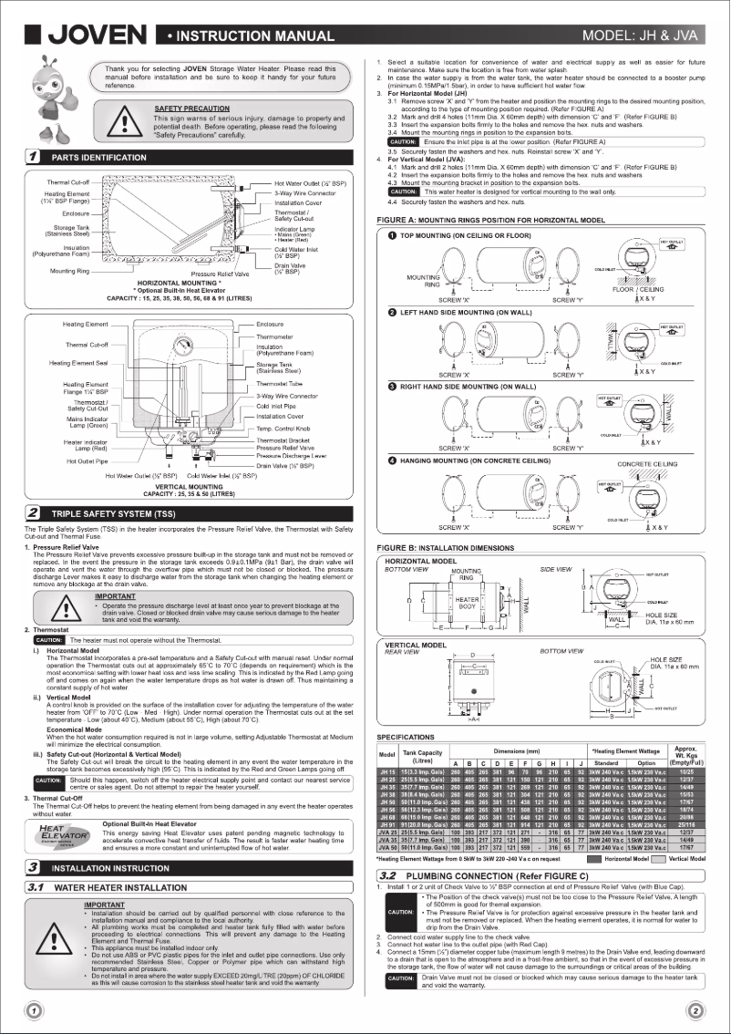 Image de la première page du manuel de l'appareil JVA 35