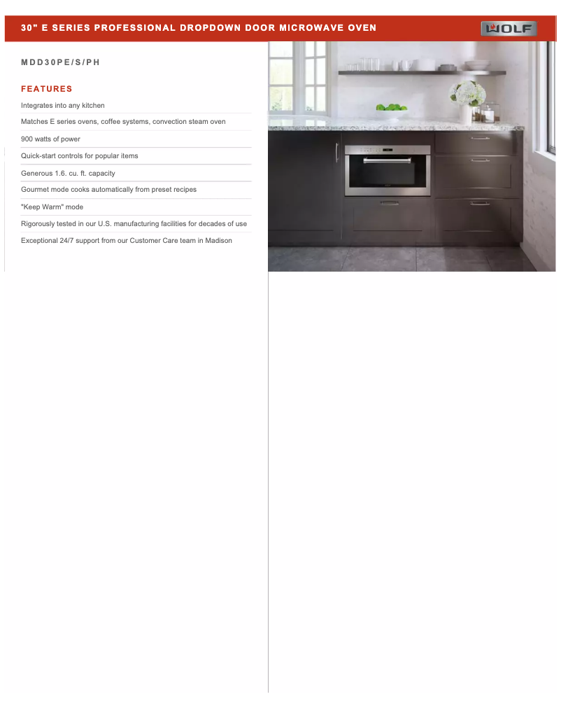 Página 1 del manual Ficha técnica Wolf MDD30PE