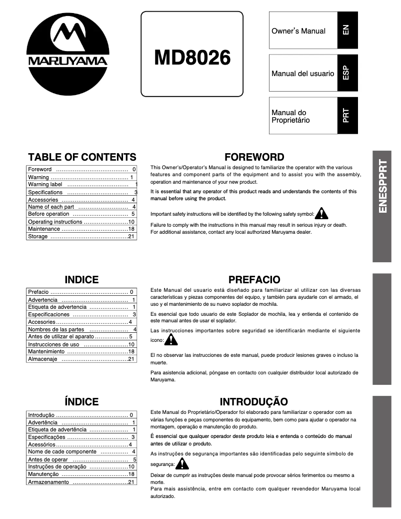 Image de la première page du manuel de l'appareil MD8026