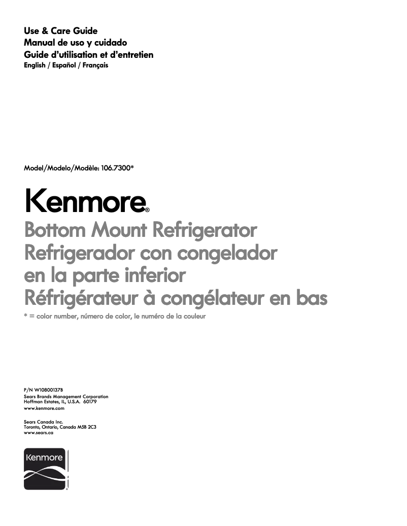 Página 1 del manual Manual de usuario Kenmore 106.73003